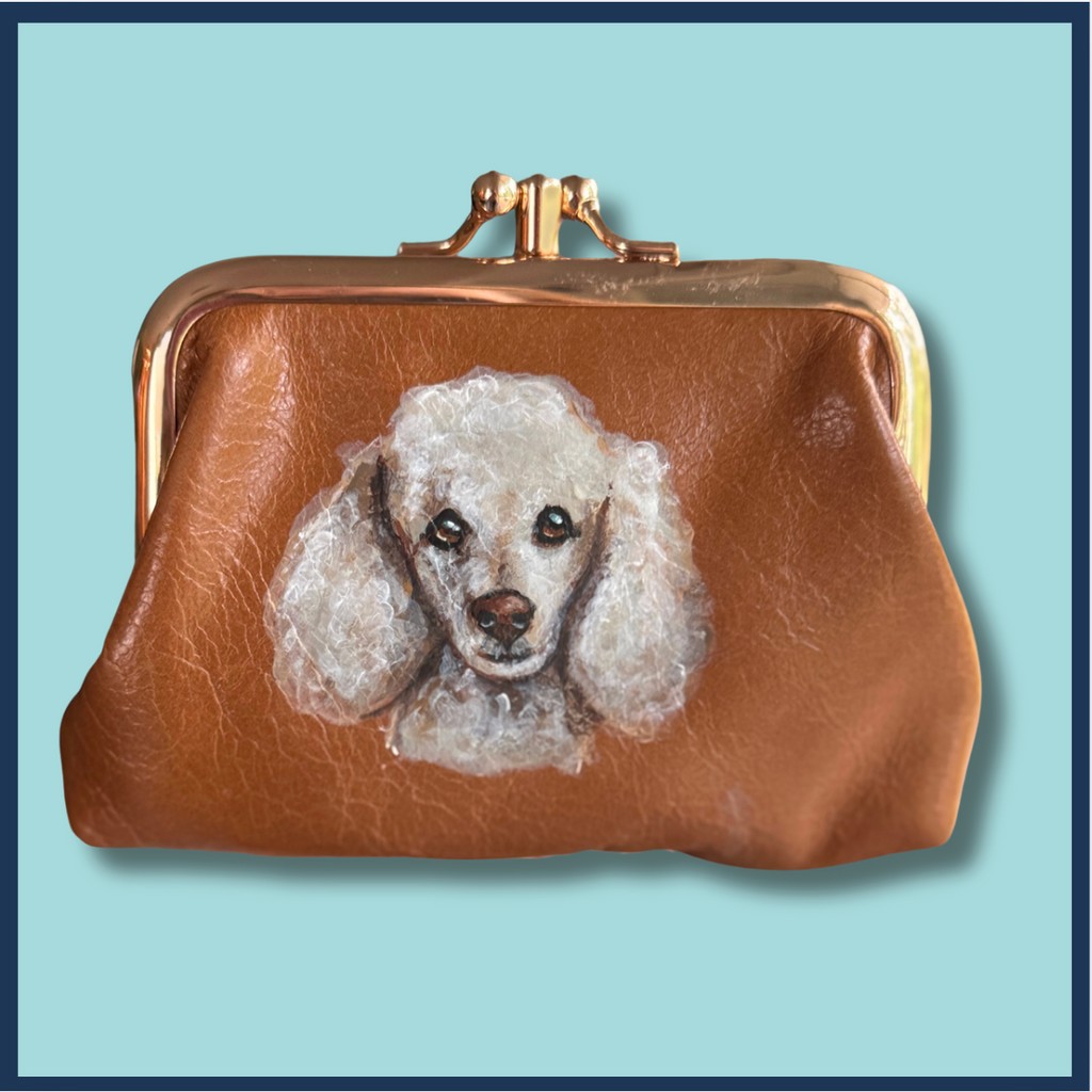 Ready to Adopt – Hand-Painted Poodle Purse