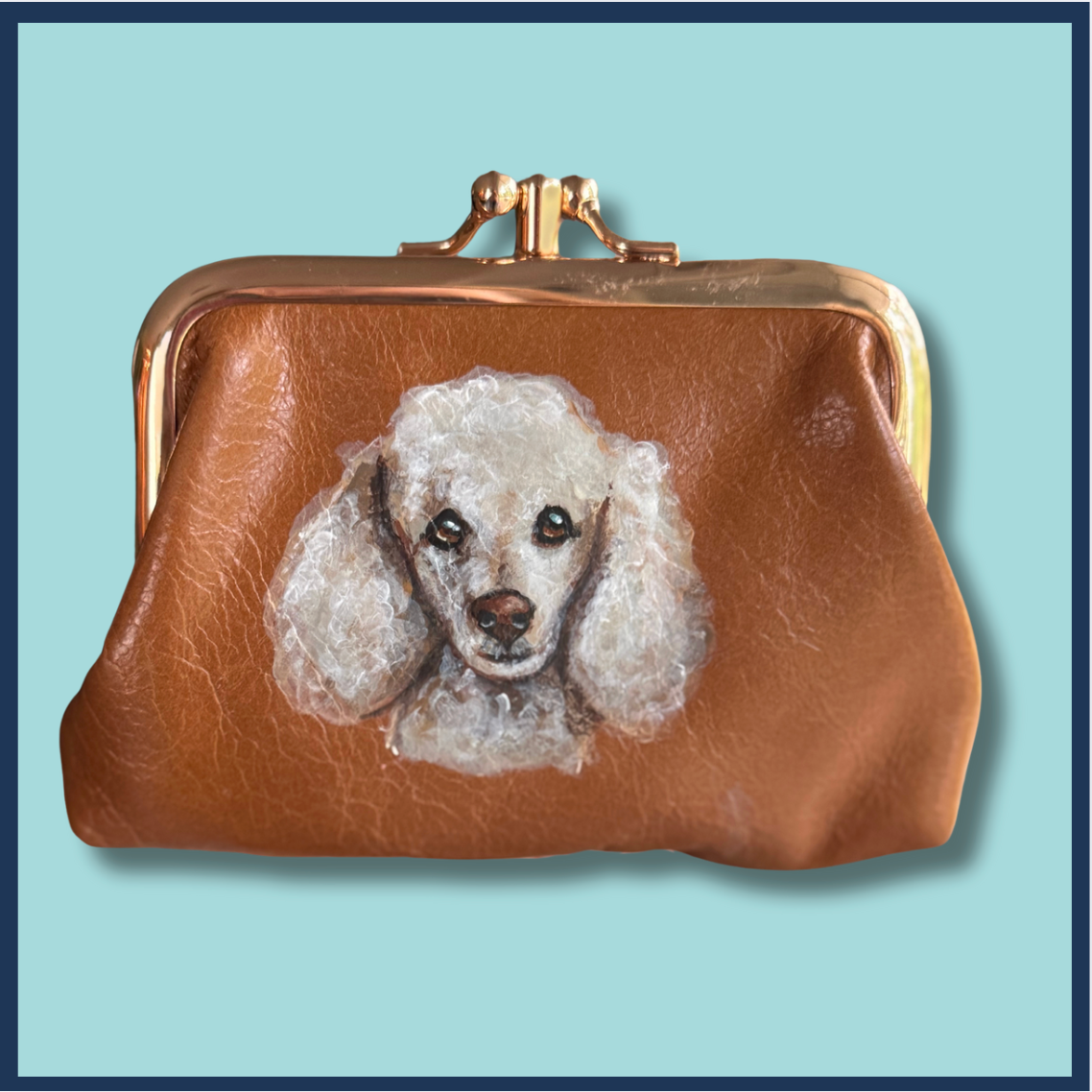 Ready to Adopt – Hand-Painted Poodle Purse