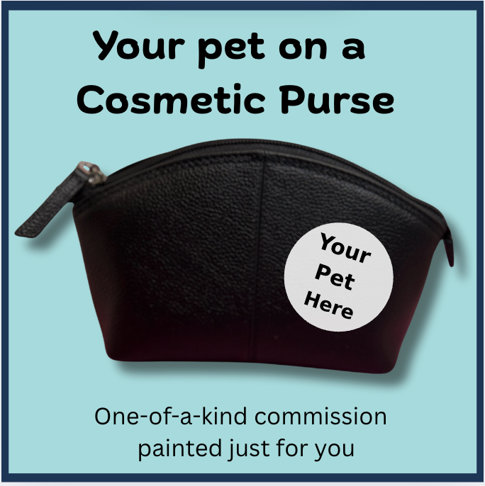 One-of-a-Kind Hand painted Leather Cosmetic case of your pet